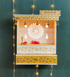 Blue Gold Hand Painted Wooden LED Pooja Mandir