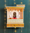 RED Gold Hand Painted Wooden LED Pooja Mandir