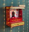 RED Hand Painted Wooden LED Pooja Mandir