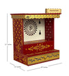 RED Hand Painted Wooden LED Pooja Mandir