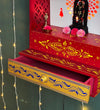 RED Hand Painted Wooden LED Pooja Mandir