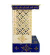 White Blue Hand Painted Wooden LED Pooja Mandir