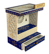 White Blue Hand Painted Wooden LED Pooja Mandir