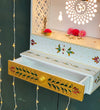 White Hand Painted Wooden LED Pooja Mandir