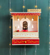 White Red Hand Painted Wooden LED Pooja Mandir