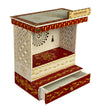 White Red Hand Painted Wooden LED Pooja Mandir