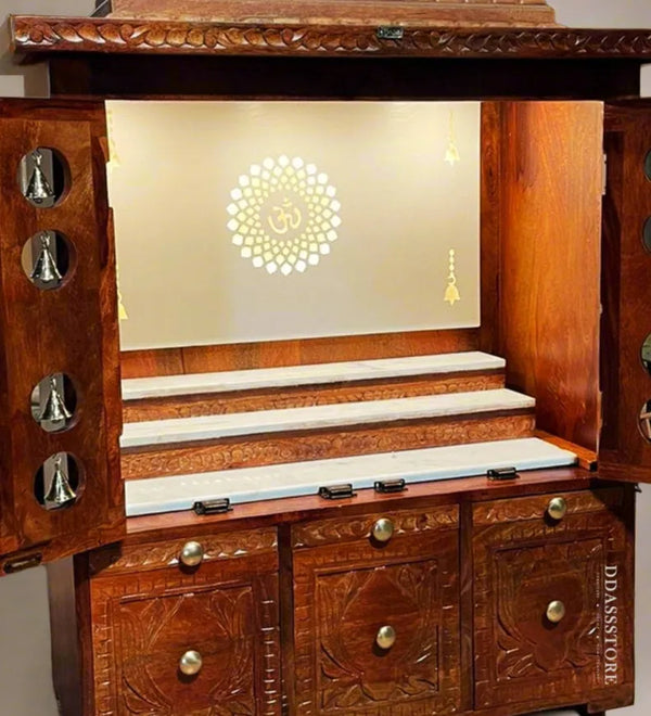South Indian Style Solid Sheesham Wood Pooja Mandapam | DDASSMANDAP103 - D'DASS Store