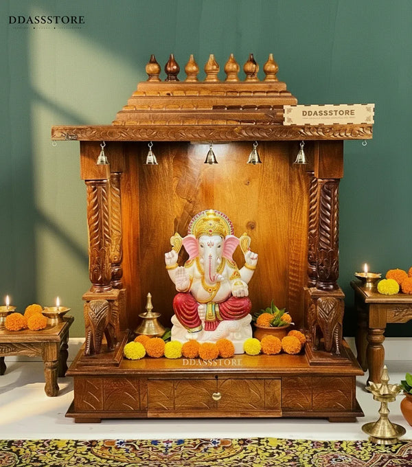 South Indian Style Solid Sheesham Wood Pooja Mandapam | DDASSMANDAP116 - D'DASS Store
