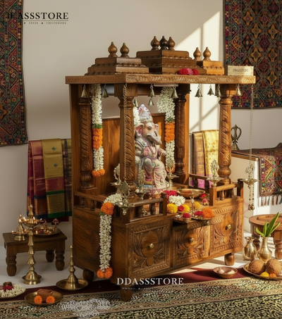 South Indian Style Solid Sheesham Wood Pooja Mandapam | DDASSMANDAP110