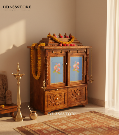 South Indian Style Solid Sheesham Wood Pooja Mandapam | DDASSMANDAP113