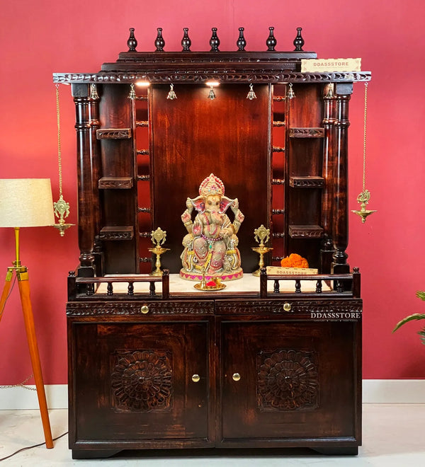 South Indian Style Solid Sheesham Wood Pooja Mandapam | DDASSMANDAP120 - D'DASS Store