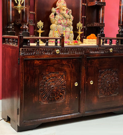 South Indian Style Solid Sheesham Wood Pooja Mandapam | DDASSMANDAP120 - D'DASS Store