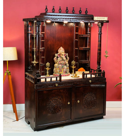 South Indian Style Solid Sheesham Wood Pooja Mandapam | DDASSMANDAP120 - D'DASS Store