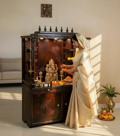 South Indian Style Solid Sheesham Wood Pooja Mandapam | DDASSMANDAP120 - D'DASS Store