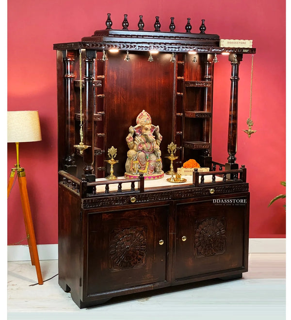 South Indian Style Solid Sheesham Wood Pooja Mandapam | DDASSMANDAP120 - D'DASS Store