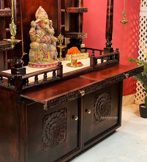 South Indian Style Solid Sheesham Wood Pooja Mandapam | DDASSMANDAP120 - D'DASS Store