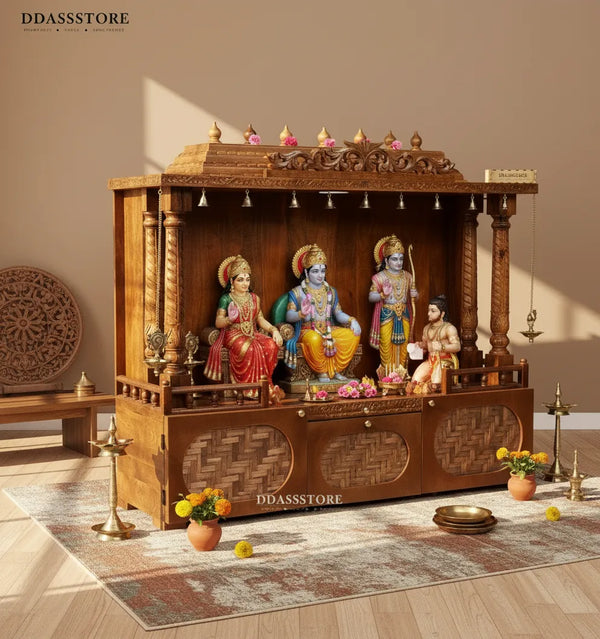South Indian Style Solid Sheesham Wood Pooja Mandapam | DDASSMANDAP123 - D'DASS Store