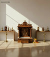 South Indian Style Hand Carved Solid Sheesham Wood Pooja Mandapam | DDASSMANDAP125 - D'DASS Store