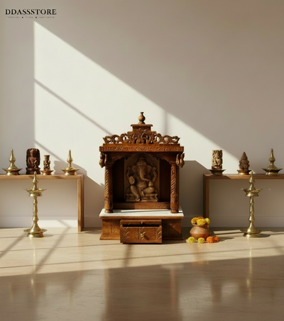 South Indian Style Hand Carved Solid Sheesham Wood Pooja Mandapam | DDASSMANDAP125