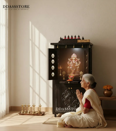 South Indian Style Solid Sheesham Wood Pooja Mandapam | DDASSMANDAP127 - D'DASS Store