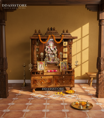 South Indian Style Solid Sheesham Wood Pooja Mandapam | DDASSMANDAP133