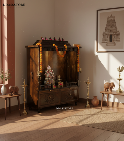 South Indian Style Solid Sheesham Wood Pooja Mandapam | DDASSMANDAP134