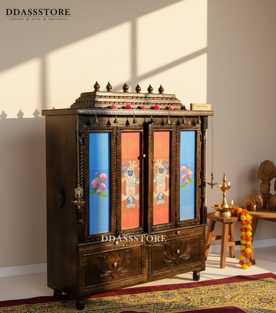 South Indian Style Shrinathji Solid Sheesham Wood Pooja Mandapam | DDASSMANDAP139