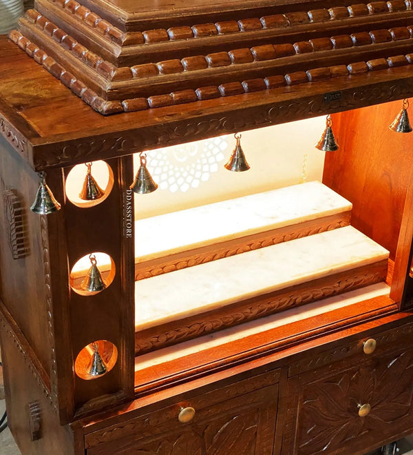 South Indian Style Solid Sheesham Wood Pooja Mandapam | DDASSMANDAP144 - D'DASS Store