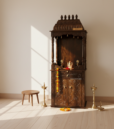 sri meenakshi temple - 90" South Indian Style Saagwan Sheesham Wood Pooja Mandap | DDASSMANDAP147