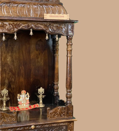 sri meenakshi temple - 90" South Indian Style Saagwan Sheesham Wood Pooja Mandap | DDASSMANDAP147 - D'DASS Store