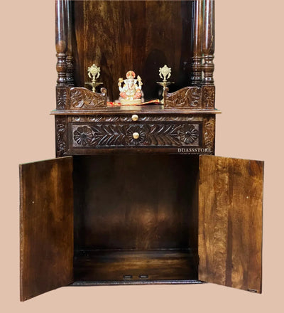 sri meenakshi temple - 90" South Indian Style Saagwan Sheesham Wood Pooja Mandap | DDASSMANDAP147 - D'DASS Store