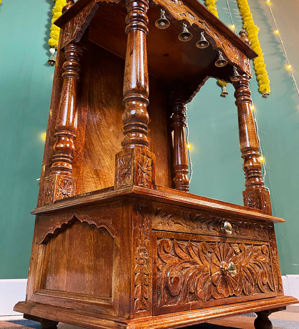 Ganesh chaturthi utsav - 51" South Indian Style Saagwan Sheesham Wood Pooja Mandap |DDASSMANDAP150 - D DASS Store