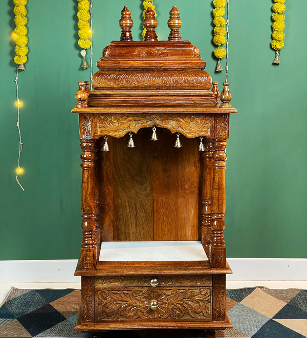 Ganesh chaturthi utsav - 51" South Indian Style Saagwan Sheesham Wood Pooja Mandap |DDASSMANDAP150 - D DASS Store