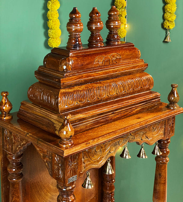 Ganesh chaturthi utsav - 51" South Indian Style Saagwan Sheesham Wood Pooja Mandap |DDASSMANDAP150 - D DASS Store
