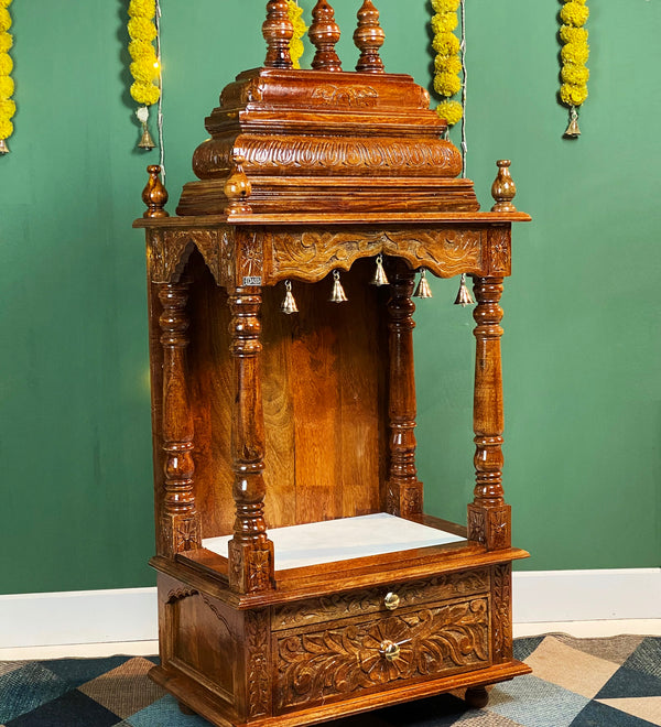 Ganesh chaturthi utsav - 51" South Indian Style Saagwan Sheesham Wood Pooja Mandap |DDASSMANDAP150 - D DASS Store
