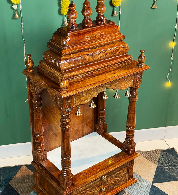 Ganesh chaturthi utsav - 51" South Indian Style Saagwan Sheesham Wood Pooja Mandap |DDASSMANDAP150 - D DASS Store