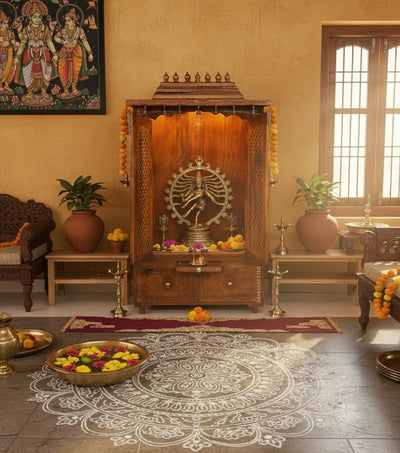 South Indian Style Solid Sheesham Wood Pooja Mandapam | DDASSMANDAP160 - D'DASS Store