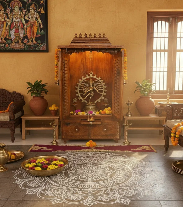 South Indian Style Solid Sheesham Wood Pooja Mandapam | DDASSMANDAP160 - D'DASS Store