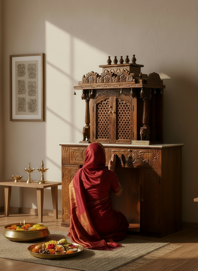 South Indian Style Solid Sheesham Wood Pooja Mandapam | DDASSMANDAP161