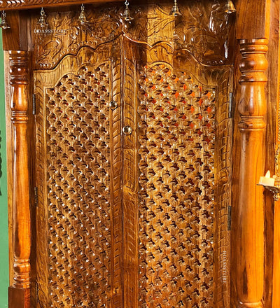 South Indian Style Solid Teak Wood Pooja Mandapam | DDASSMANDAP174 - D'DASS Store