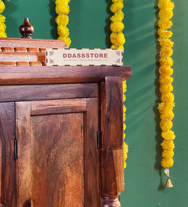 Shri Ram Jaanki Darbar Temple - South Indian Style Solid Sheesham Wood Pooja Mandir - D'DASS Store