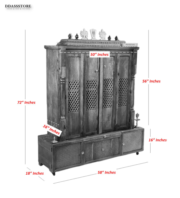 Shri Ram Jaanki Darbar Temple - South Indian Style Solid Sheesham Wood Pooja Mandir - D'DASS Store