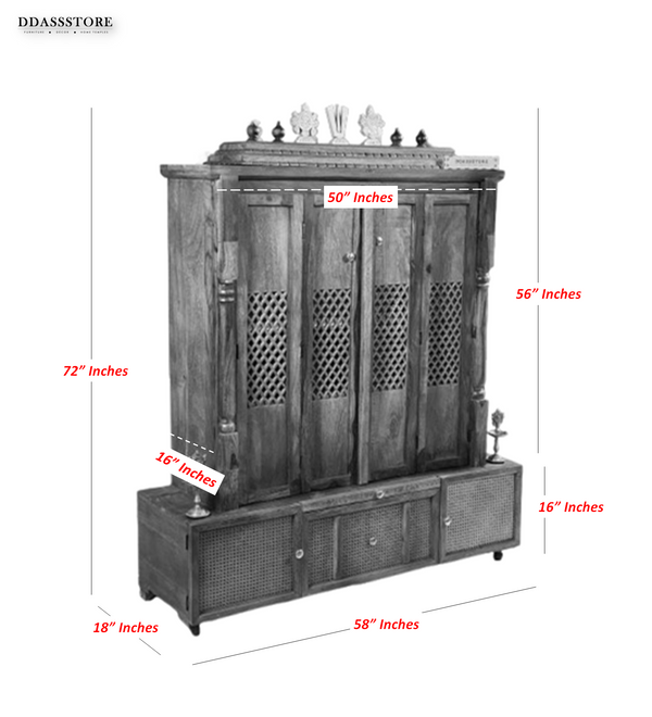 Shri Ram Jaanki Darbar Temple - South Indian Style Solid Sheesham Wood Pooja Mandir - D'DASS Store