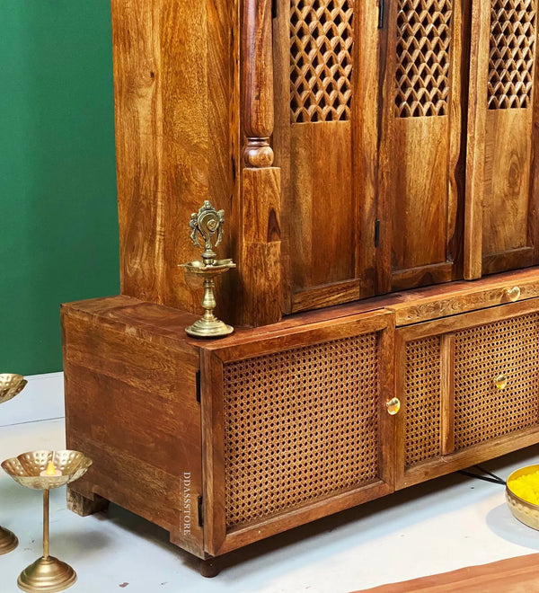 Shri Ram Jaanki Darbar Temple - South Indian Style Solid Sheesham Wood Pooja Mandir - D'DASS Store