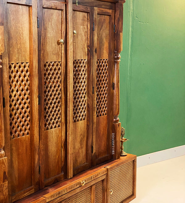 Shri Ram Jaanki Darbar Temple - South Indian Style Solid Sheesham Wood Pooja Mandir - D'DASS Store