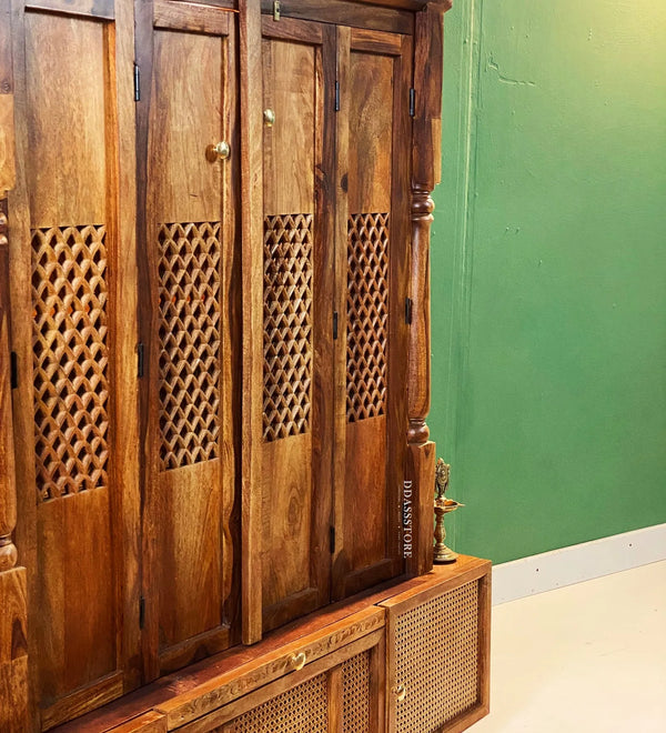 Shri Ram Jaanki Darbar Temple - South Indian Style Solid Sheesham Wood Pooja Mandir - D'DASS Store