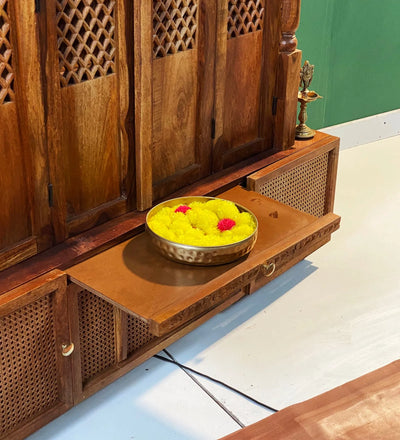 Shri Ram Jaanki Darbar Temple - South Indian Style Solid Sheesham Wood Pooja Mandir - D'DASS Store