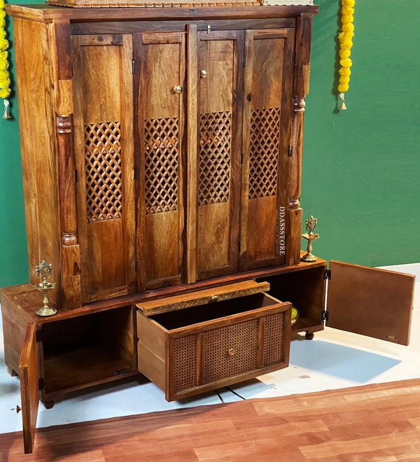 Shri Ram Jaanki Darbar Temple - South Indian Style Solid Sheesham Wood Pooja Mandir - D'DASS Store
