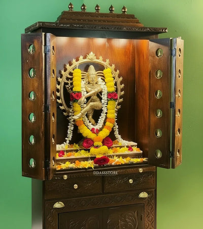 Sri Ram Darbar Solid Sheesham Wood Pooja Mandir with Inbuilt Seating | DDASSMANDAP180 - D'DASS Store