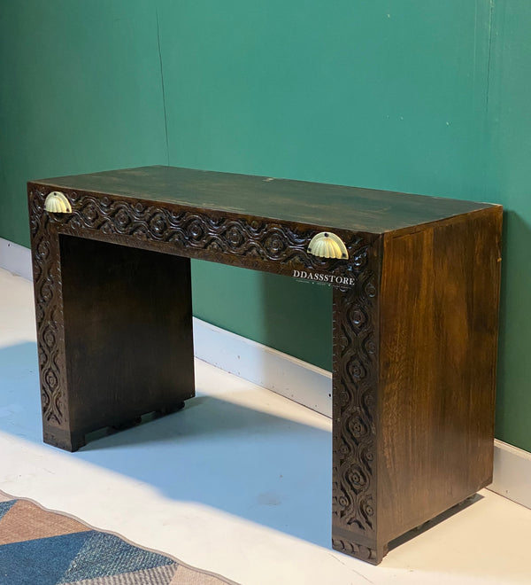 Sri Ram Darbar Solid Sheesham Wood Pooja Mandir with Inbuilt Seating | DDASSMANDAP180